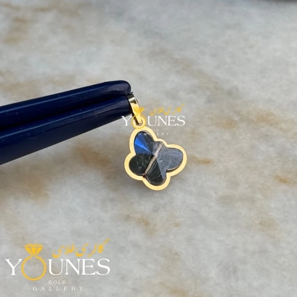 آویز طلا سواروسکی پروانه ای آبی بنفش